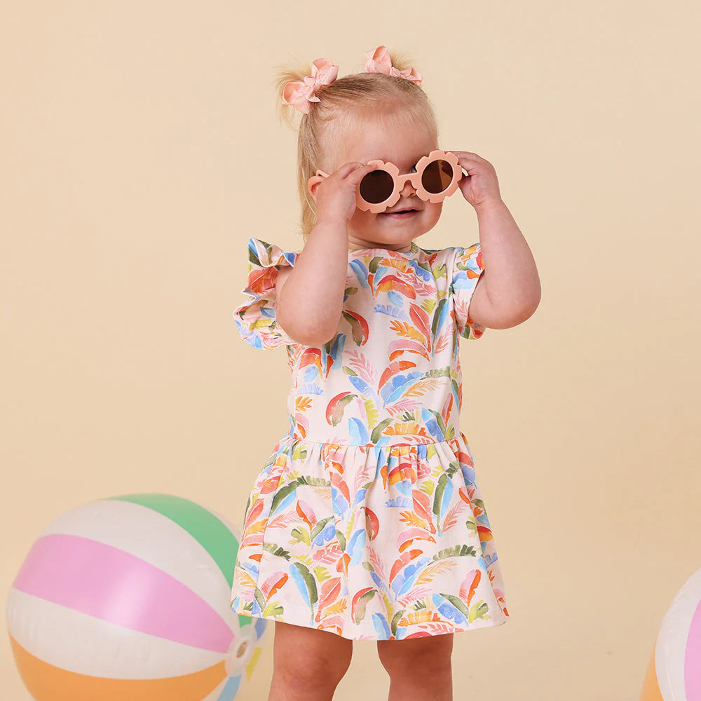 Snuggle Hunny - Summer Palm Short Sleeve Organic Dress