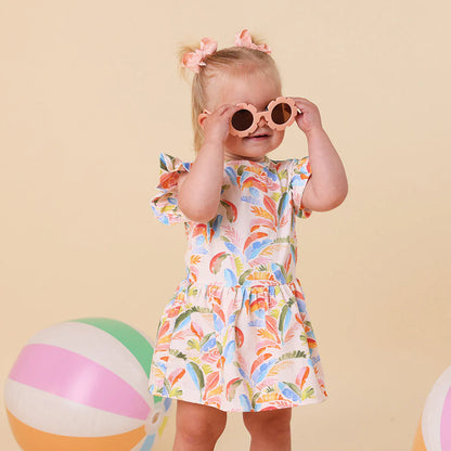 Snuggle Hunny - Summer Palm Short Sleeve Organic Dress