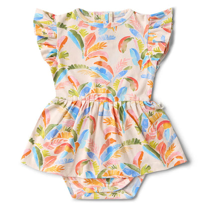 Snuggle Hunny - Summer Palm Short Sleeve Organic Dress
