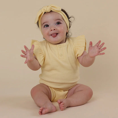 Snuggle Hunny - Sunlight Short Sleeve Organic Bodysuit with Frill