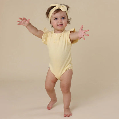 Snuggle Hunny - Sunlight Short Sleeve Organic Bodysuit with Frill