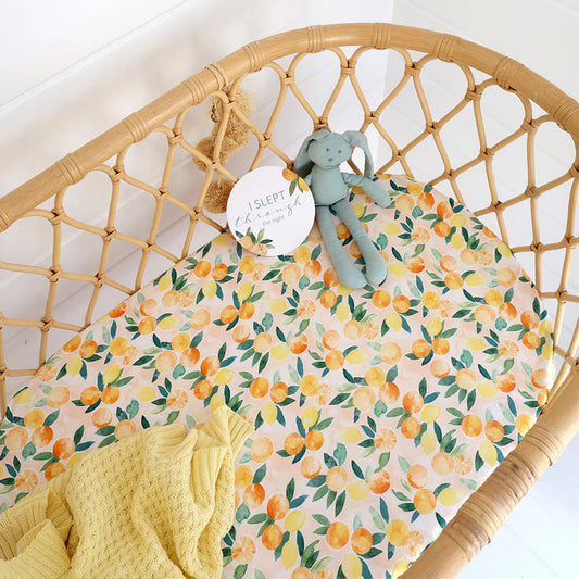Snuggle Hunny - Sunny Citrus Organic Bassinet Sheet / Change Pad Cover