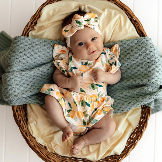 Snuggle Hunny - Sunny Citrus Short Sleeve Organic Dress