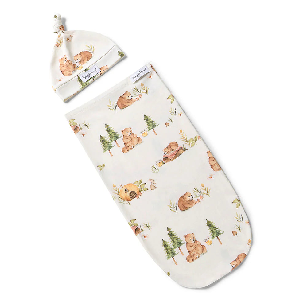 Snuggle Hunny - Bears Organic Snuggle Swaddle & Beanie Set