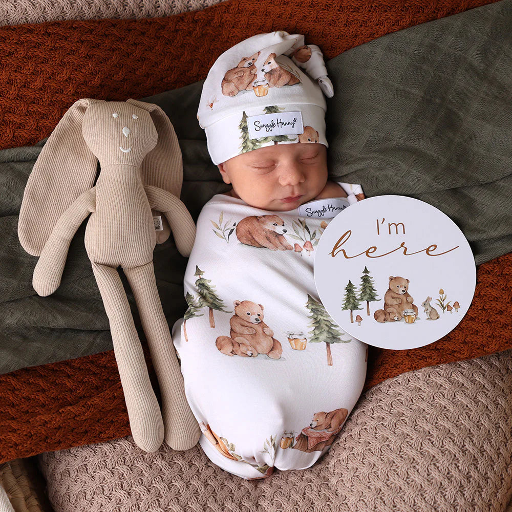 Snuggle Hunny - Bears Organic Snuggle Swaddle & Beanie Set