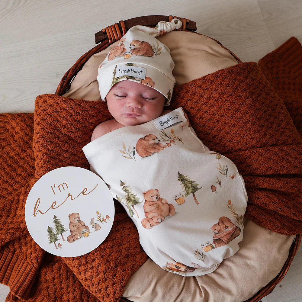 Snuggle Hunny - Bears Organic Snuggle Swaddle & Beanie Set