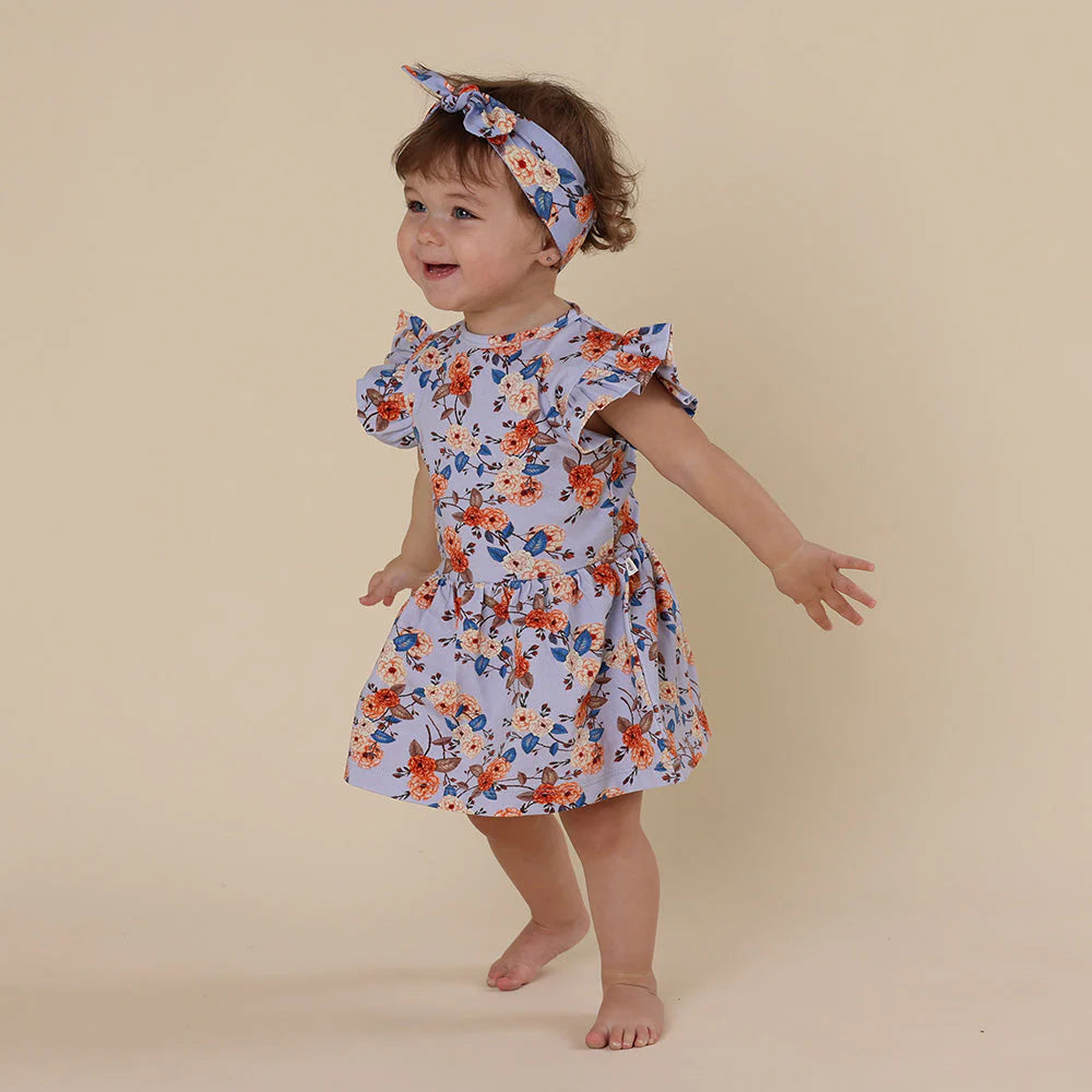 Snuggle Hunny - Vintage Blossom Short Sleeve Organic Dress