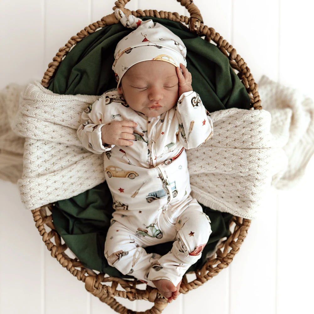 Snuggle Hunny - Vintage Cars Organic Snugglesuit Convertible Romper
