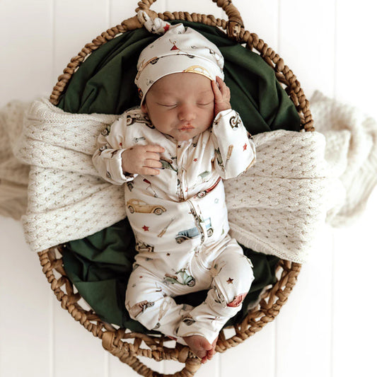 Snuggle Hunny - Vintage Cars Organic Snugglesuit Convertible Romper