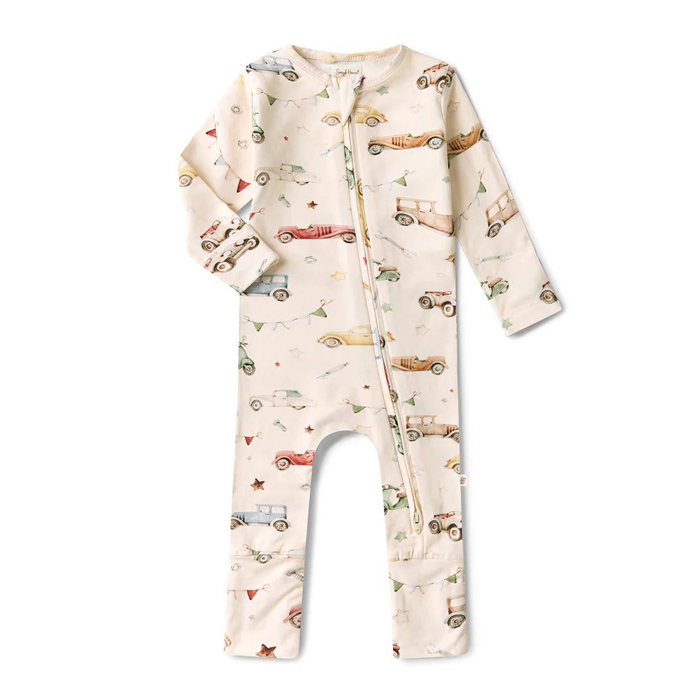Snuggle Hunny - Vintage Cars Organic Snugglesuit Convertible Romper