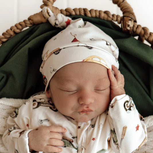 Snuggle Hunny - Vintage Cars Organic Knotted Beanie
