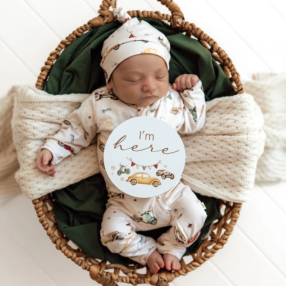 Snuggle Hunny - Vintage Cars & Bronze Reversible Milestone Cards