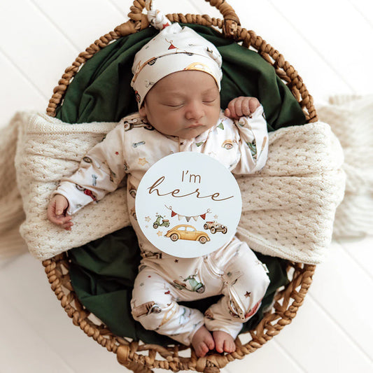 Snuggle Hunny - Vintage Cars & Bronze Reversible Milestone Cards