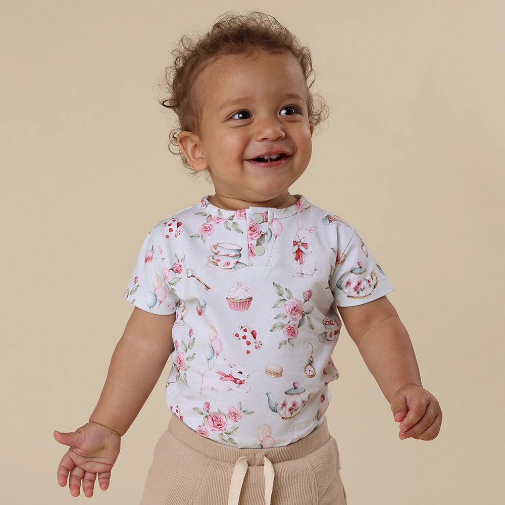 Snuggle Hunny - White Rabbit Short Sleeve Organic Bodysuit