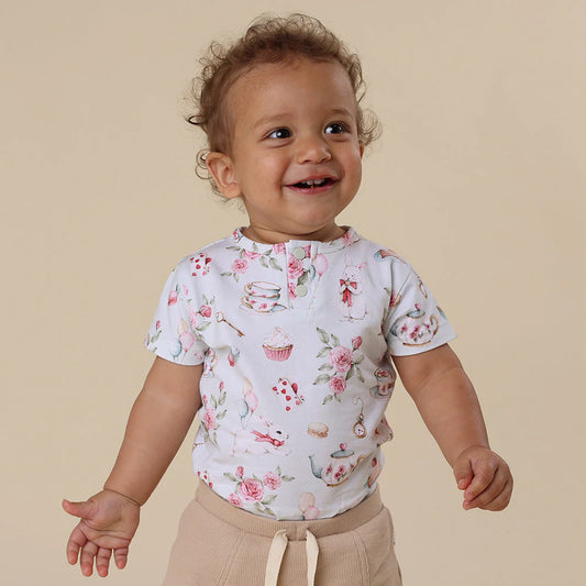 Snuggle Hunny - White Rabbit Short Sleeve Organic Bodysuit