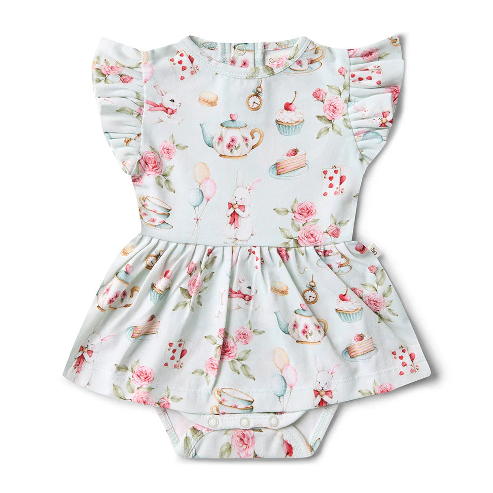 Snuggle Hunny - White Rabbit Short Sleeve Organic Dress