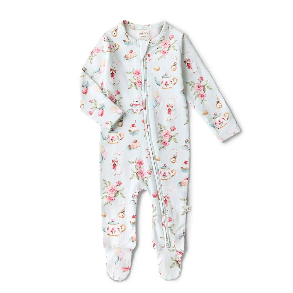Snuggle Hunny - White Rabbit Organic Snuggle Sleepsuit Zip Footie
