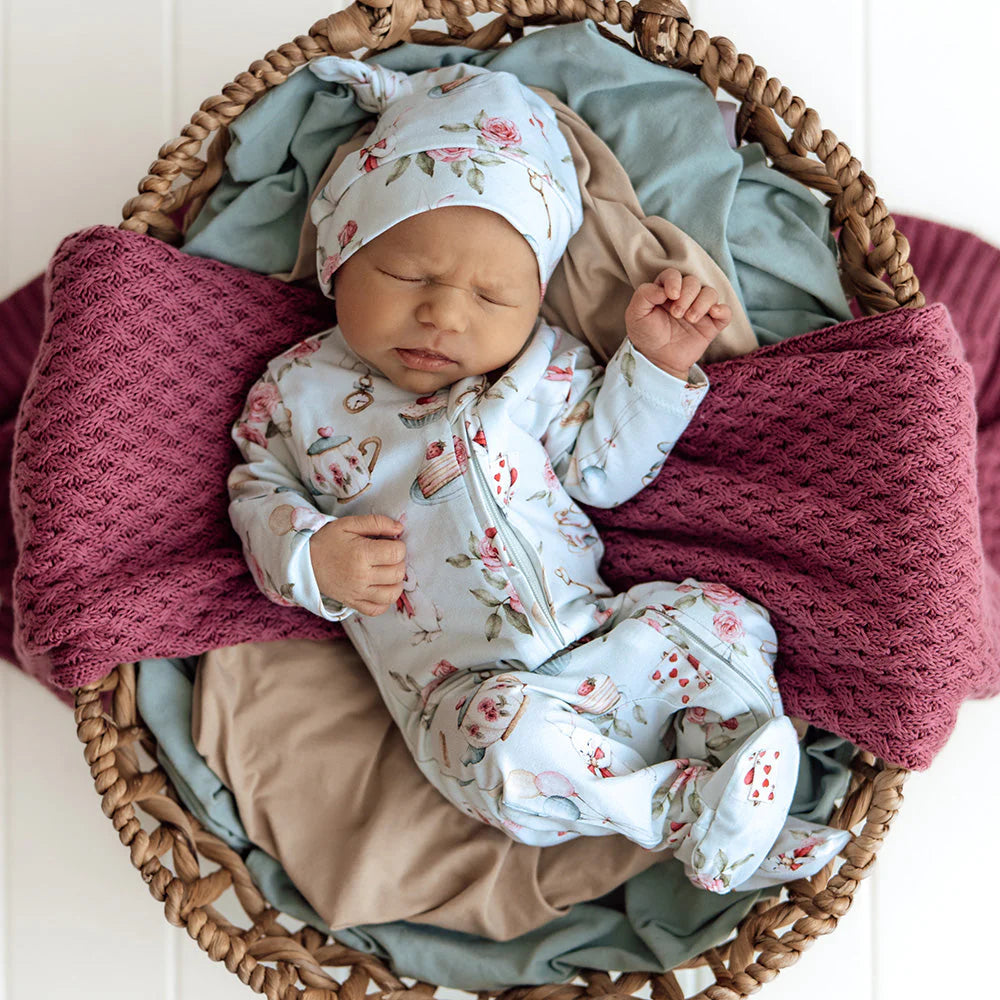Snuggle Hunny - White Rabbit Organic Snuggle Sleepsuit Zip Footie