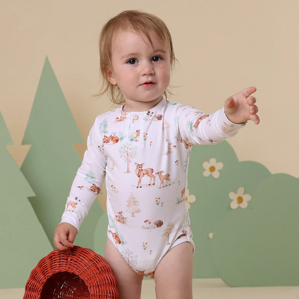 Snuggle Hunny - Woodland Tales Long Sleeve Organic Bodysuit