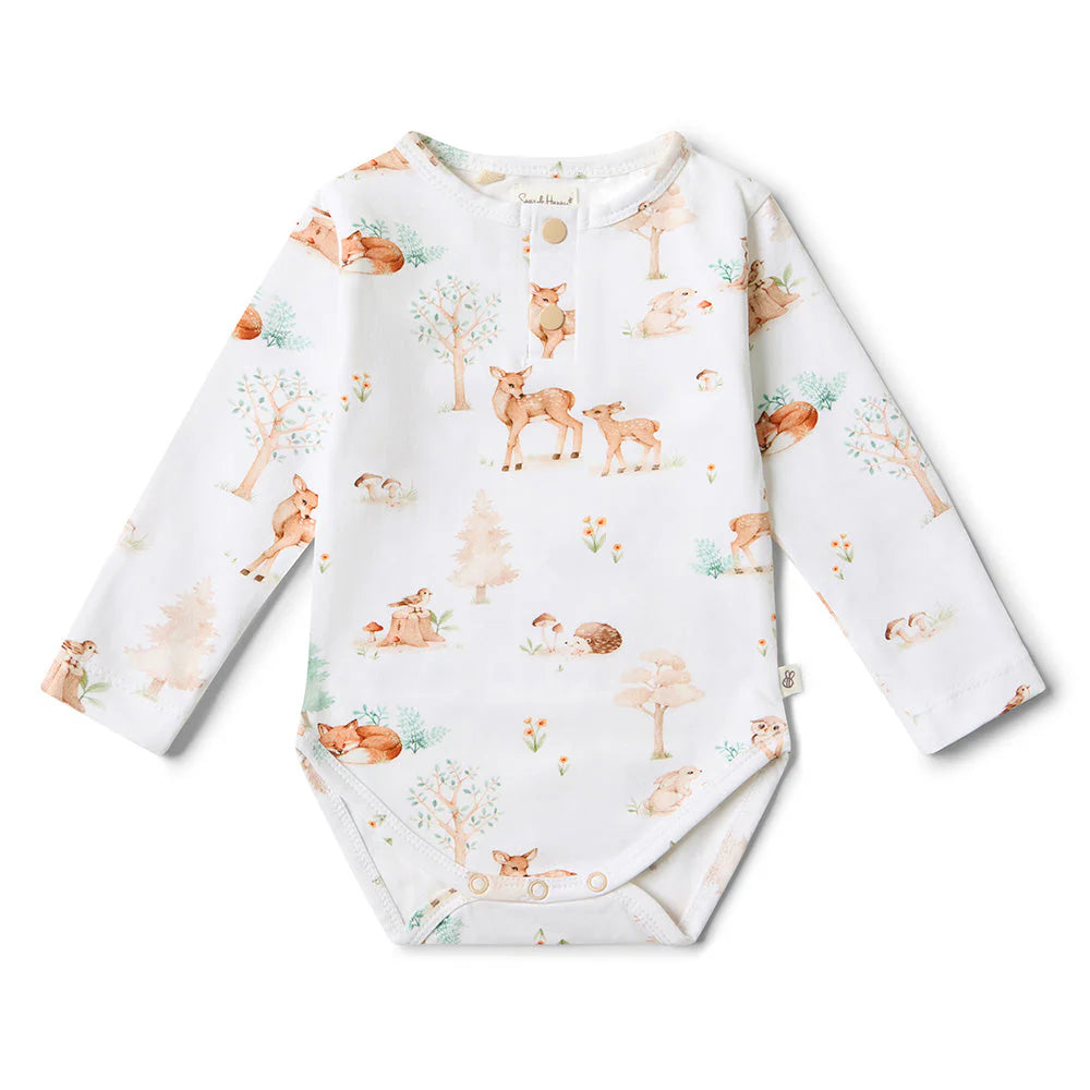 Snuggle Hunny - Woodland Tales Long Sleeve Organic Bodysuit