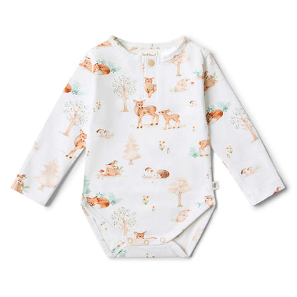 Snuggle Hunny - Woodland Tales Long Sleeve Organic Bodysuit